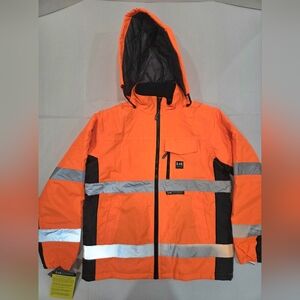 Men's Orange Safety Jacket with Reflective Stripes